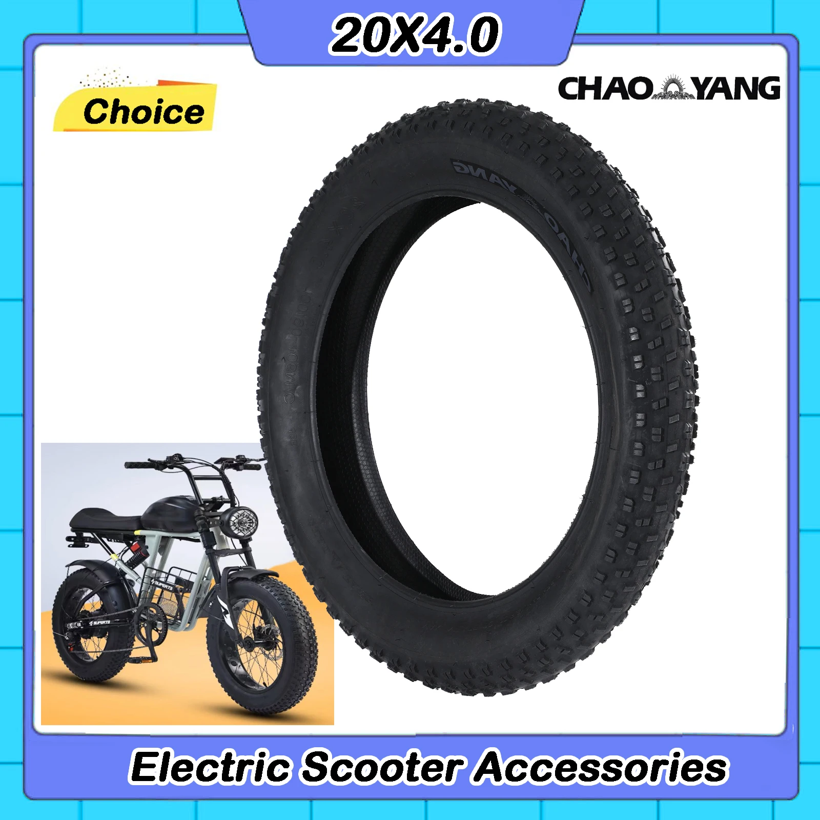 Pneu de vélo ChaoYang 20x4.0, pneus de vélo de plage ATV, pneus de vélo de ville, pneus de vélo de neige, pneus ultralégers à talon métallique, 20 pouces