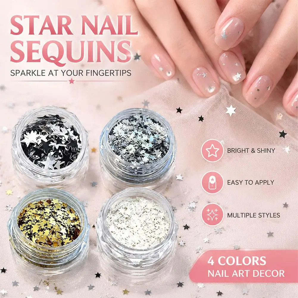 Sternförmige Nagelkunst-Pailletten, leichte, himmlische Glitzer-Akzente für Maniküre, einfach aufzutragen, vielseitig einsetzbar für DIY-Bastelarbeiten Image