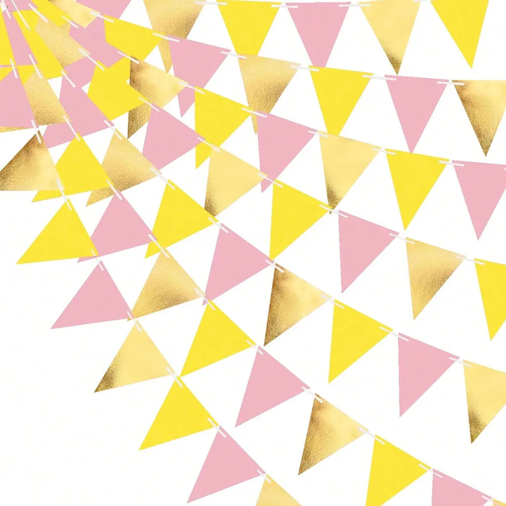 „You Are My Sunshine“ Goldfolie, rosa und zitronengelbe dreieckige Wimpel für Sommerparty-Dekoration, geeignet für Zitronen-Geburtstage Image