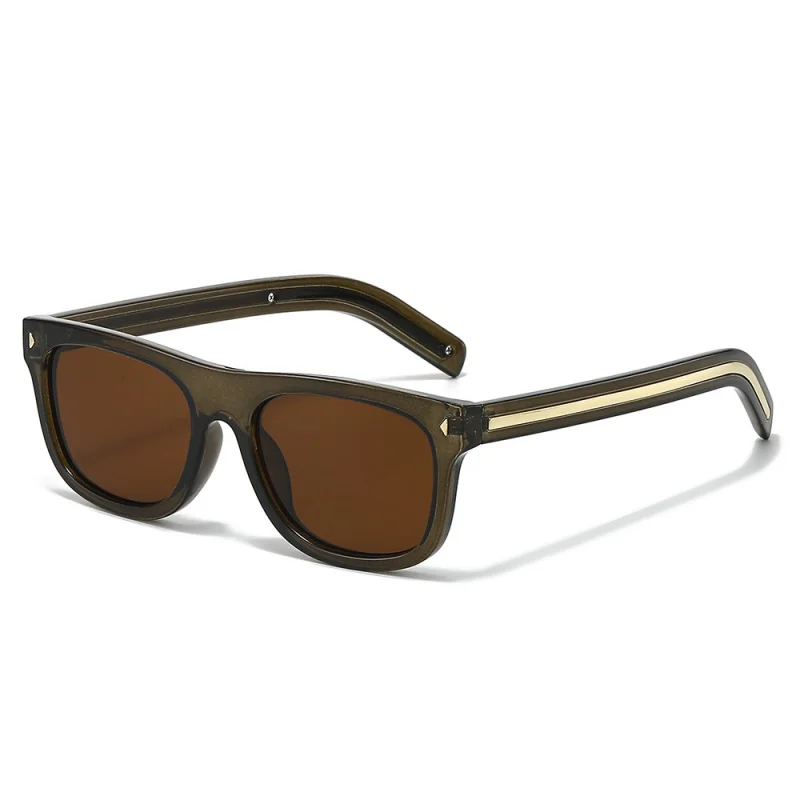 Neue Marken-Sonnenbrille für Herren und Damen, Unisex, mit Dreieck-Nieten-Dekoration, Modische Eckige Gläser, UV400-Schutz, mit Metallstreifen, Trendige Sonnenbrille Image