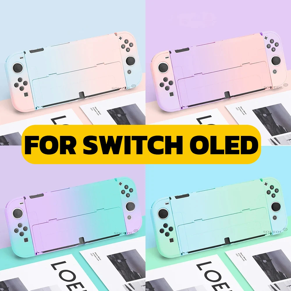 Bunte Hartschalen-Schutzhülle für Switch OLED Konsole NS JoyCons Controller Schutz Dockfähiges Gehäuse Image