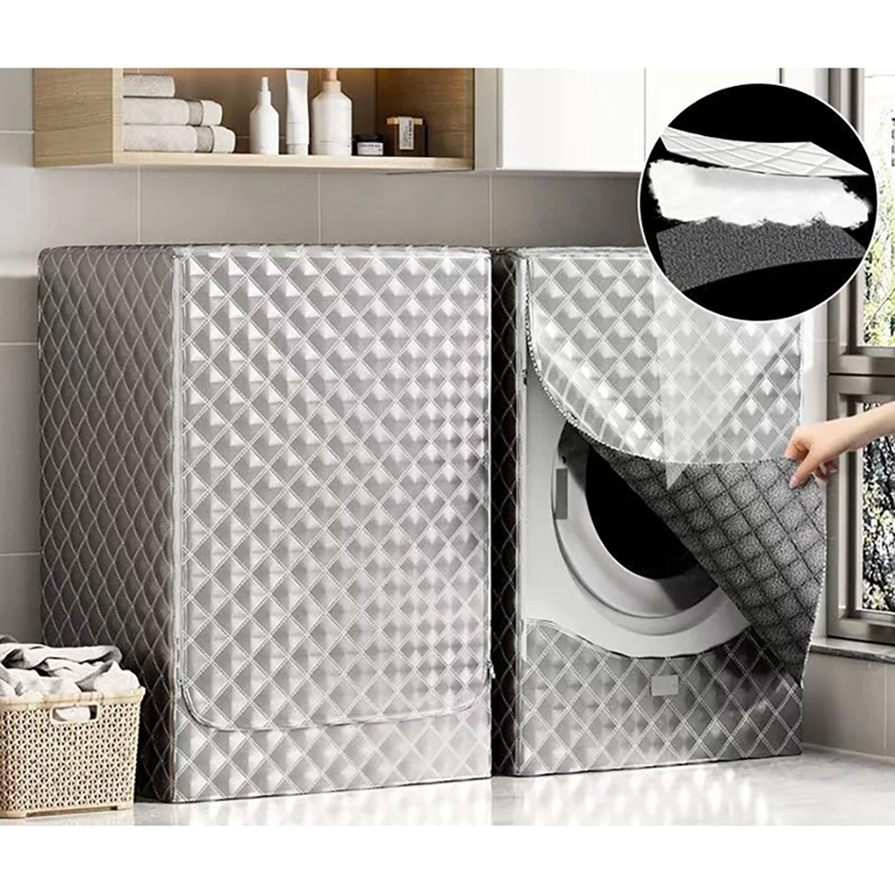 Fleece washing machine cover, anti-freeze and warmth thickened drum washing machine cover