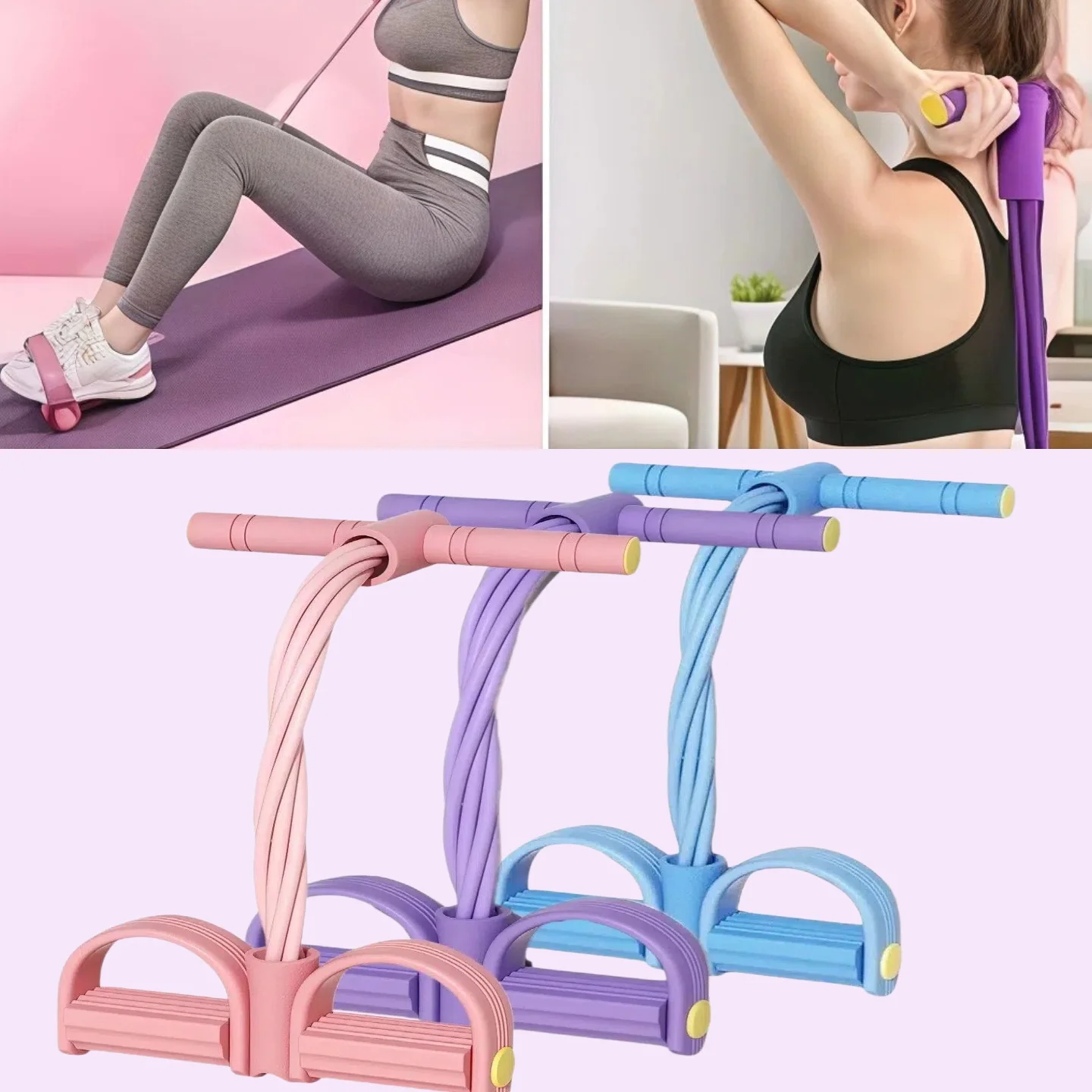 6-Röhren-Widerstandsband, Multifunktions-Spannungsseil, Fitnessbänder, 6-Röhren-Elastik-Yoga-Pedalzug für Sportübungen im Fitnessstudio Image