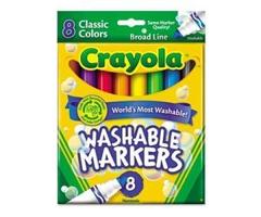 Crayola CYO587808 Broad Classic Washable Marker Set, Assorted Colors, 8 Per Set