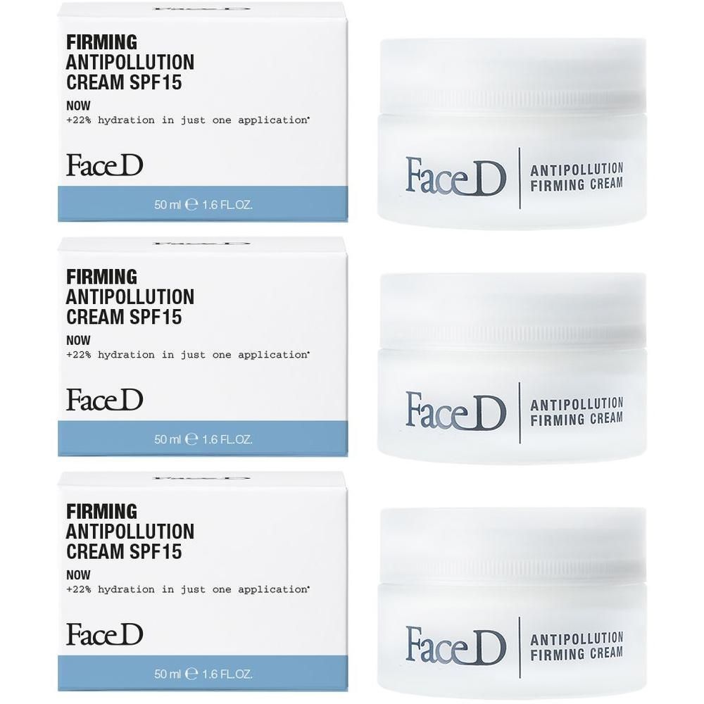 Face D Crema Rassodante Antinquinamento SPF15 Viso e Collo 3x50 ml