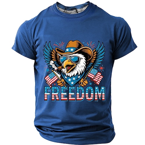 4. Juli 2026 250. Herren Adler US Flagge T Shirt Kurzarm T-Shirt 3D-Druck Rundhalsausschnitt Hemd Patriotisch Täglich Festival Blau Weiß Schwarz Sommer Frühling Bekleidung S M L XL XXL XXXL Image