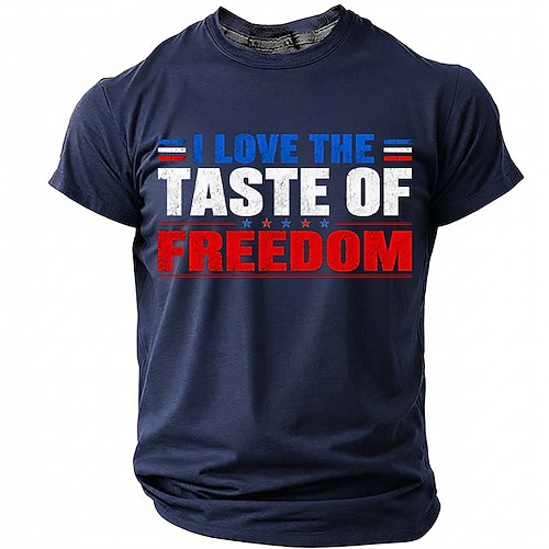 Herren-T-Shirt zum Unabhängigkeitstag am 4. Juli: „Ich liebe den Geschmack der Freiheit" – patriotisches Kurzarm-T-Shirt mit Rundhalsausschnitt und Grafikprint, normale Passform, ideal für Image