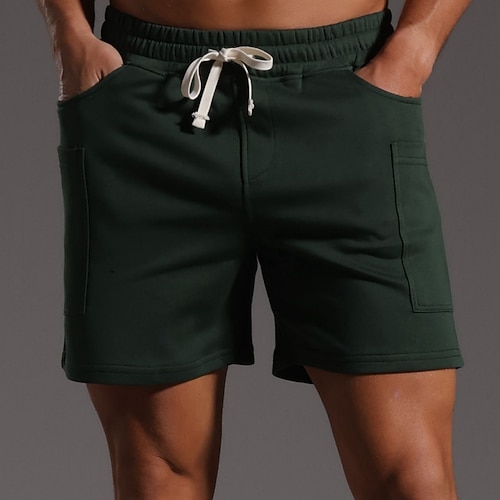 Herren Sportliche Shorts Sweat-Shorts Shorts Freizeitshorts Kordelzug Tasche Elastischer Bund Einfach Komfort Atmungsaktiv Kurz Outdoor Strand Urlaub Urlaub Mode Weiß Schwarz Mikroelastisch Image