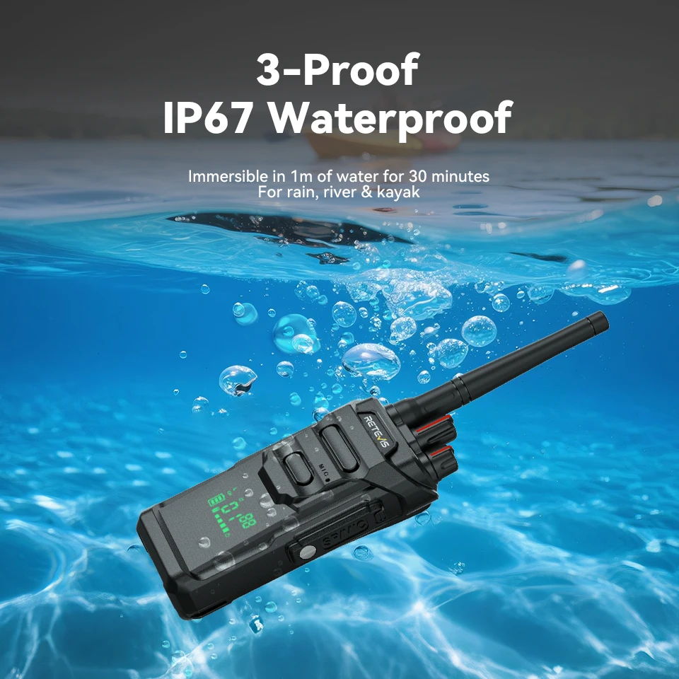 Retevis RT648H IP67 Wasserdichtes Walkie-Talkie PMR mit verstecktem Display, robustes Zwei-Wege-Funkgerät, VOX, schnelles Laden, Funkgerät für Lagerhallen Image