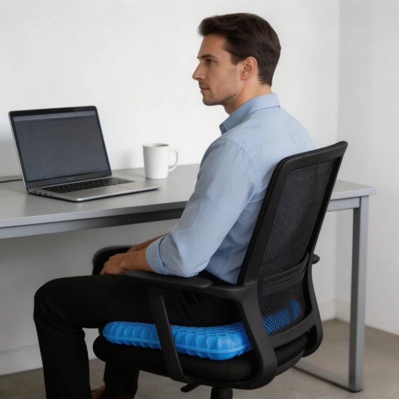 Atmungsaktives Gel-Sitzkissen für Zuhause, Büro, Auto und Rollstuhl mit Wabenstruktur zur Linderung von Steißbeinschmerzen im Sommer Image