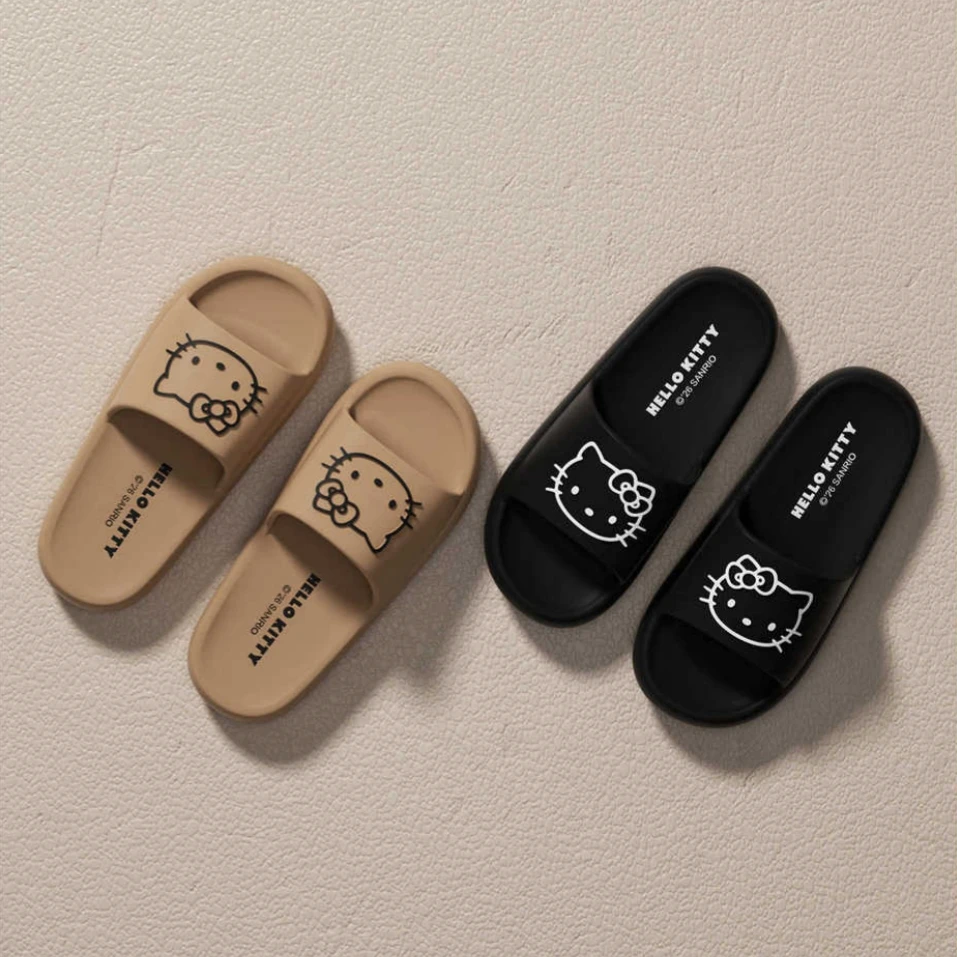 Hello Kitty Mode-Hausschuhe, rutschfeste Plateau-Sandalen mit dicker Sohle, geschlossene Mesh-Schuhe, ideal für Zuhause und Reisen