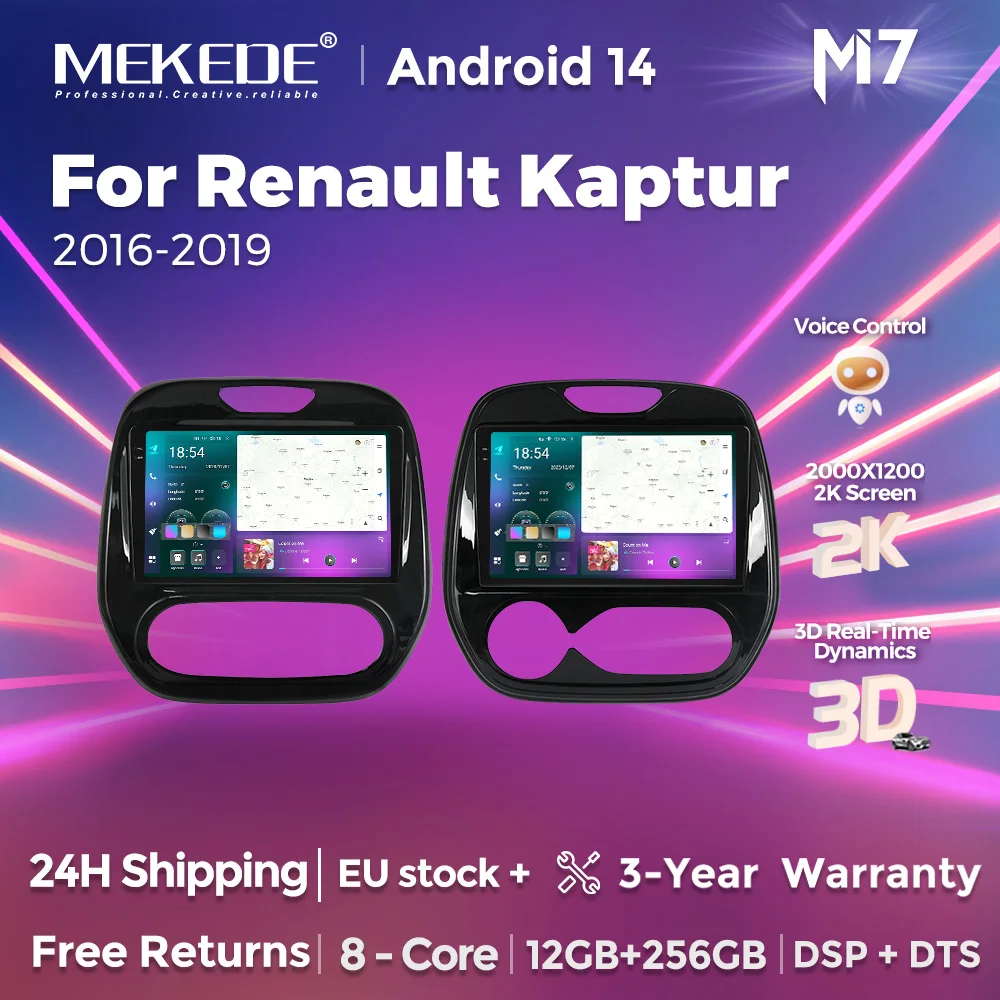 MEKEDE EU Duty Free Shop Autoradio Android 8-Core-System Auto-Multimedia-Radio-Navigation für Renault Captur Kaptur 2016–2019 Android GPS Autoradio 4G BT SWC RDS DSP GPS Navi Unterstützt