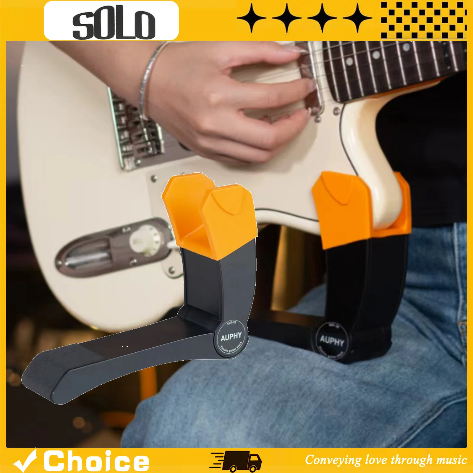 E-Gitarren-Ständer – 2-in-1-Spielhilfe & Tischständer mit verstellbarem Winkel aus ABS+Silikon-Material, Gitarrenzubehör Image