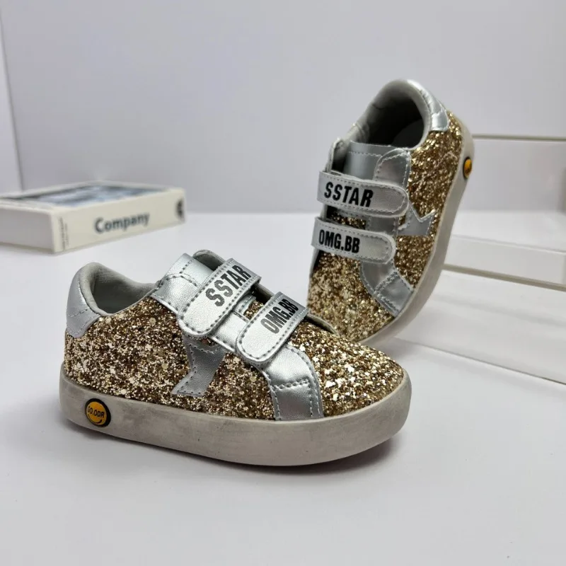 Neue Kinder-Sneaker für Alle Jahreszeiten Jungen und Mädchen Pailletten-Freizeitschuhe Vielseitige Sportschuhe für Schüler Kinder-Schmutzschuhe mit Weicher Sohle
