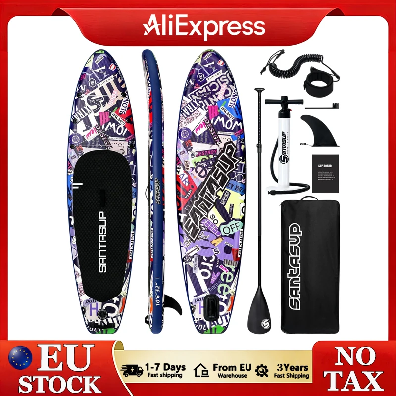 SANTASUP 320x81x15cm Rutschfestes Wassersport-Paddleboard Aufblasbares Stand-Up-Paddleboard Paddelbrett Surf-SUP-Board Mittelgriff Kamerahalterung Image