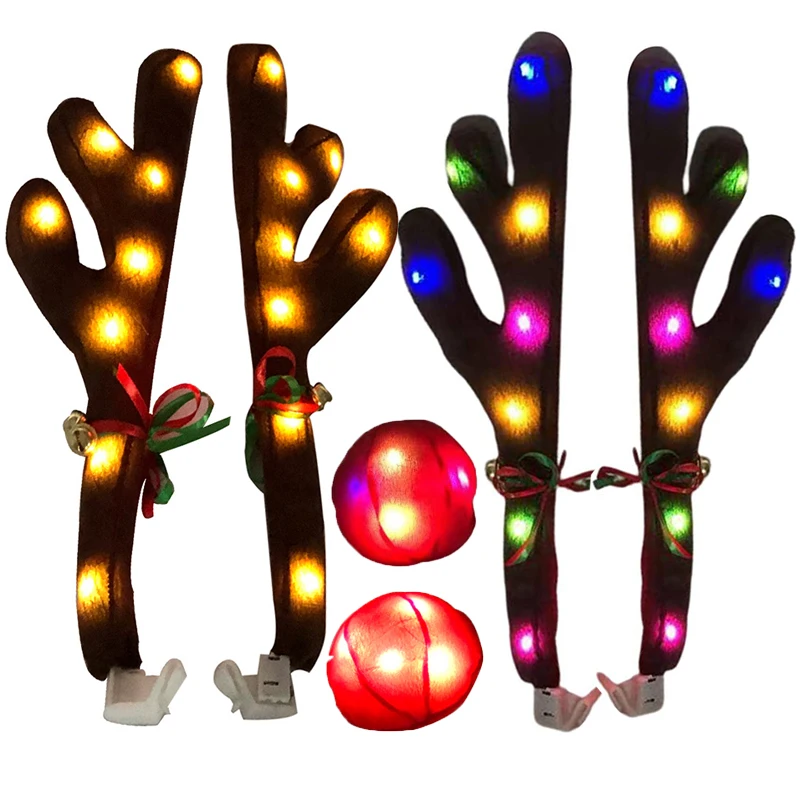 LED leuchtende Geweih Weihnachten Auto Dekoration Zubehör Auto LKW Kostüm Rentier Hirschgeweih für LKW SUV Elch Fahrzeug Dekor Image
