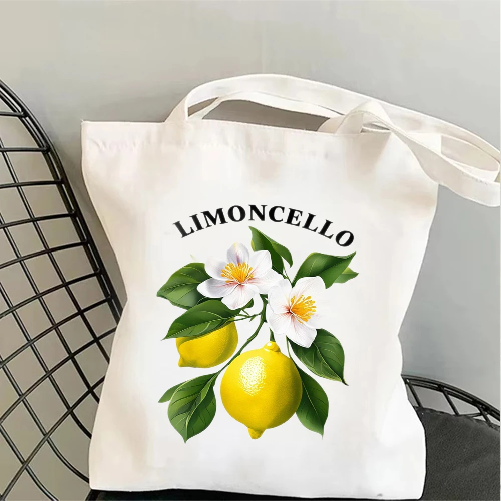 Klassische Limoncello Lemon Art Canvas-Tragetasche, Umhängetasche mit Vintage-Typografie, perfekt für Feinschmecker und für den täglichen Bedarf Image