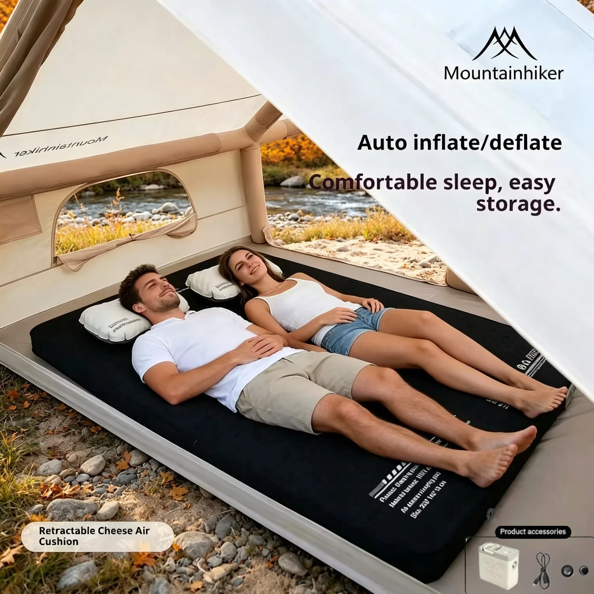 MOUNTAINHIKER Luftmatratze Selbstaufblasende Schaumstoff-Campingmatte Luxuriöse Automatisch Aufblasbare Matten Aufblasbare Schlafkissen Image