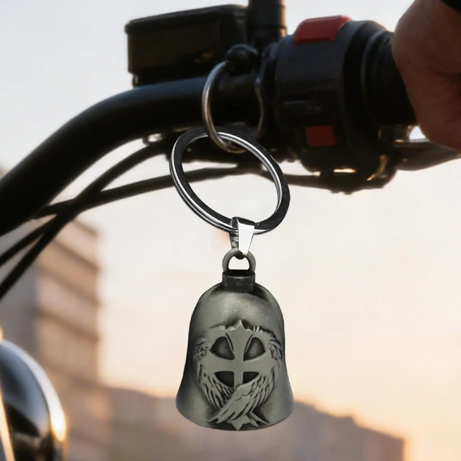 Motorrad-Fahrradklingel, Stahllegierungsstruktur mit Schlüsselringen, solide Ausführung für den täglichen Gebrauch, Langstreckenreisen und Outdoor-Aktivitäten. Image