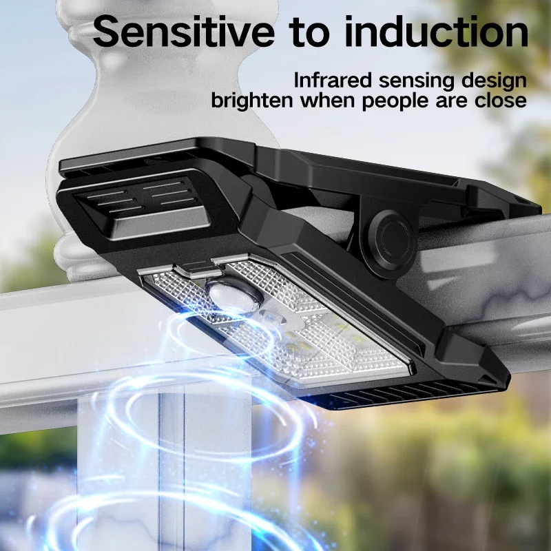 1-4 Stück Solar-Klemmleuchten mit Bewegungssensor für Außenbereich, Wasserdichte Arbeitsleuchte mit 3 Beleuchtungsmodi, Campinglampe, Zaun-, Wand- und Garagen-LED-Lampe