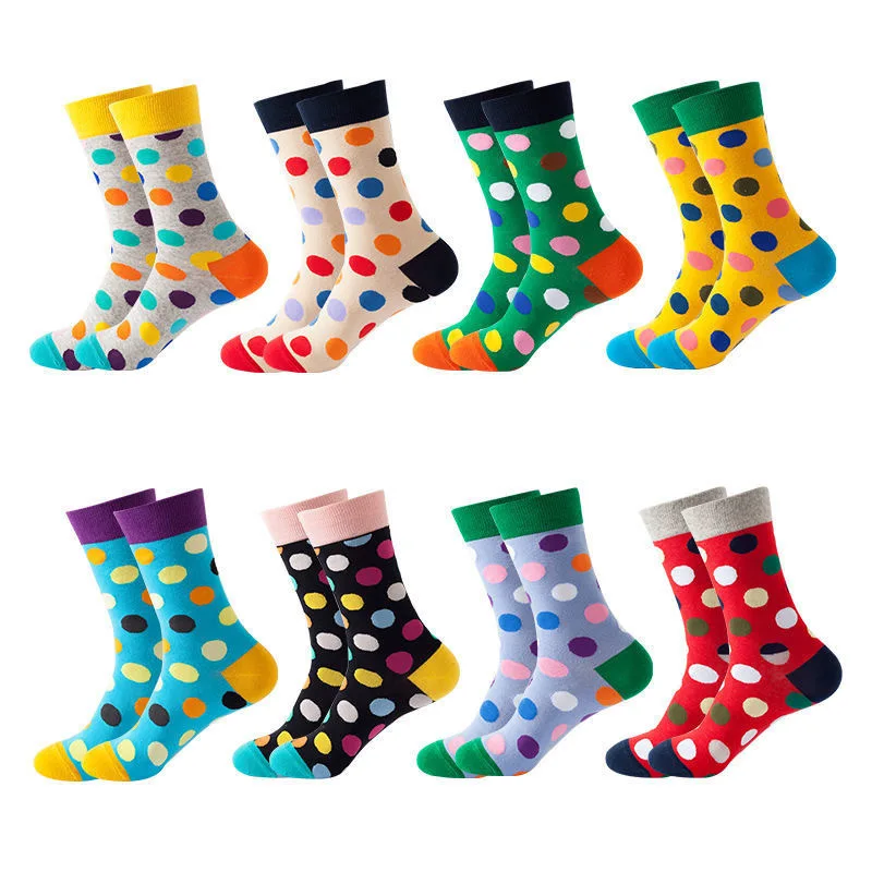 1/8 Paar Mode Hip Hop Männer Frauen Unisex Socken Glücklich Bunte Quadratische Diamant Dot Harajuku Skateboard Baumwolle Casual Crew Socken