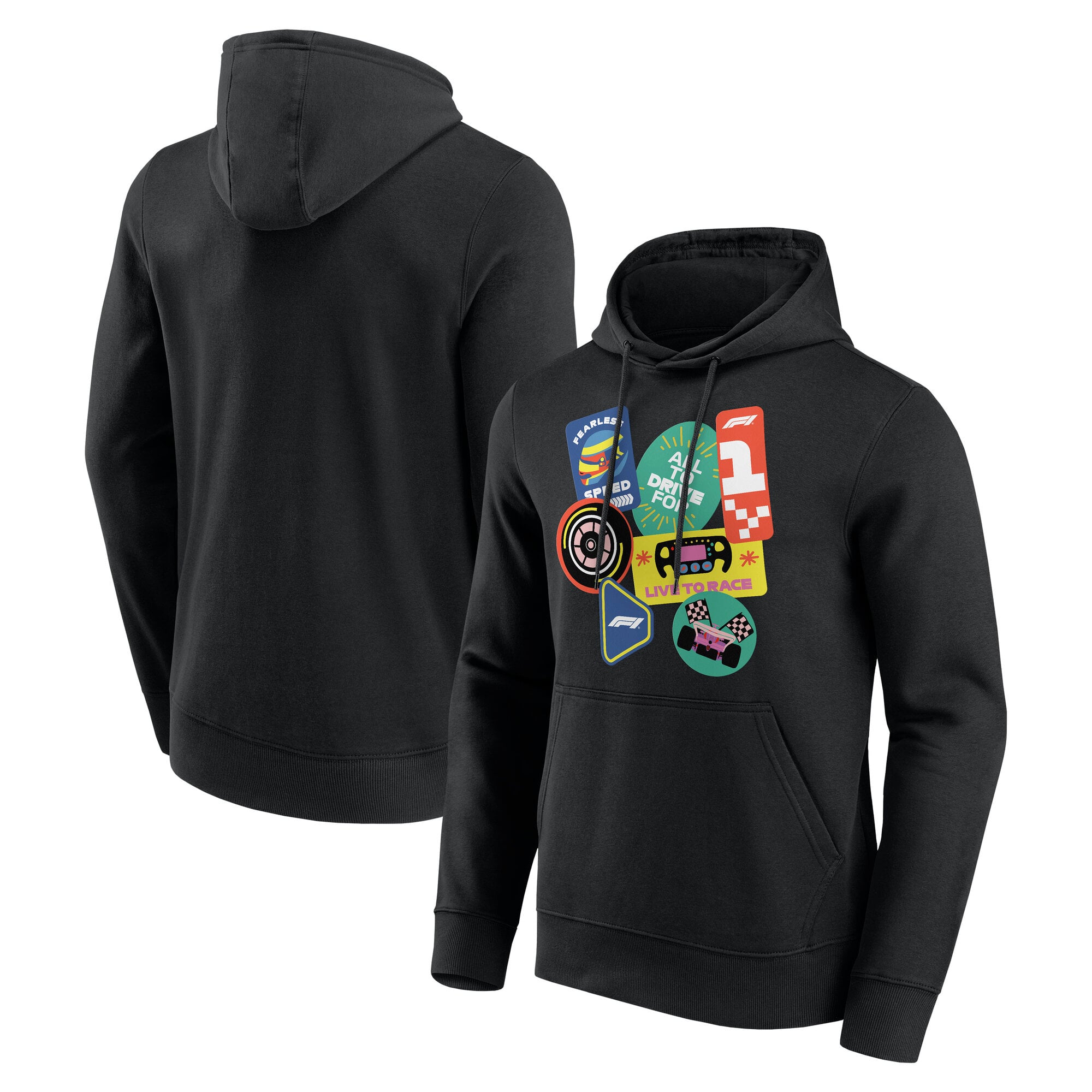 Sweat à capuche graphique Formula 1 Sticker Pack - Noir - Homme - Homme Taille: 2XL