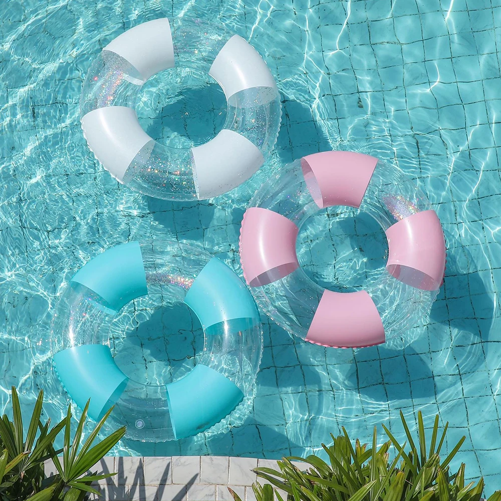 Retro-Streifen Schwimmreifen Aufblasbarer Schwimmring für Erwachsene Sommer Strand Wasser Schwimmbad Schwimmspielzeug Image