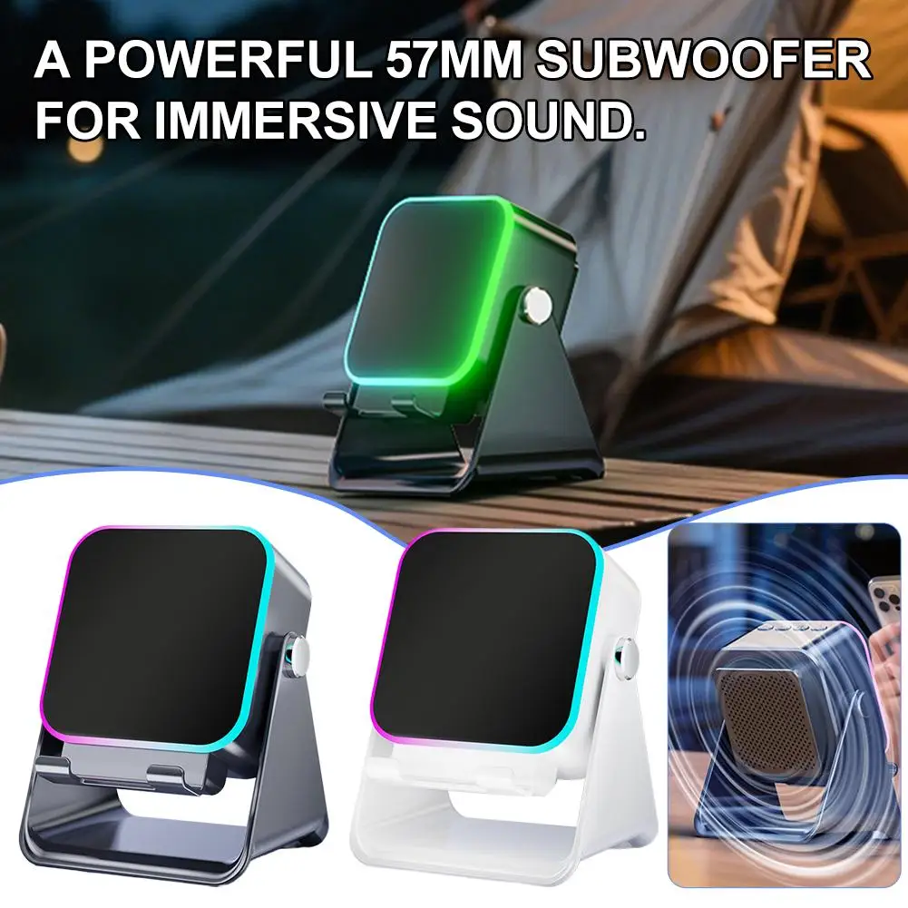 Magnetischer Induktions-Lautsprecherständer Bluetooth 5.3 Dual Mode 57 mm Subwoofer 20 W Bass Boost RGB-Licht Silikon Universal-Telefonständer Image
