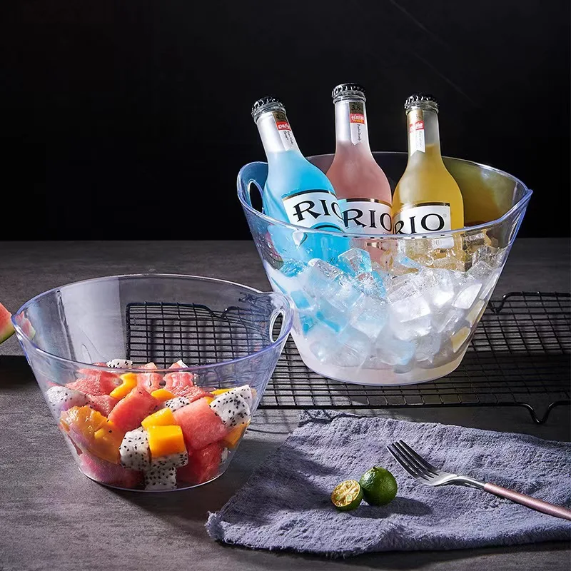 Nouveau Bol à Salade en Acrylique, Bol à Légumes, Seau à Glace pour Fruits, Refroidisseur à Vin et Champagne, Baril à Glace pour Bouteilles de Vin