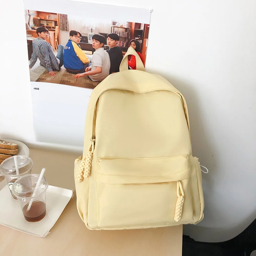 Sac à bandoulière d'école en Nylon Portable, sac à dos réglable de grande capacité, sacs d'école de voyage de couleur unie pour étudiants adolescentes