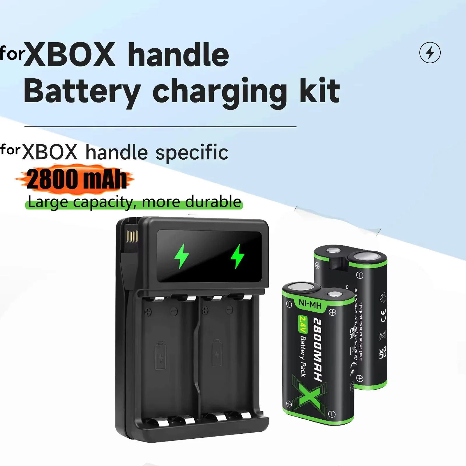 2800mAh Xbox Rechargeable Battery+LCD USB Dual Charger for Xbox One /Xbox One S/Xbox One X/Xbox One Elite Wireless Controller