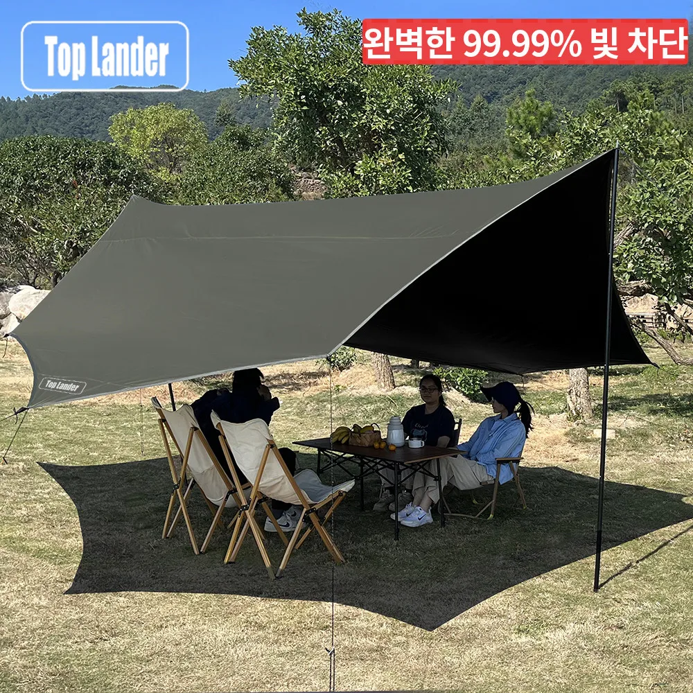 5,1 x 5,1 m große Plane mit schwarzer Beschichtung, wasserdicht, achteckig beschichtet, Campingplane, Outdoor-Markise, Plane, Schatten, Zelt, Unterschlupf, Sonnenschutz