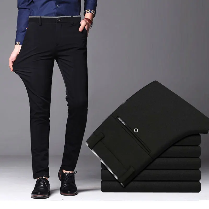 Männer Sommer Mode Business Casual Lange Hosen Anzug Hosen Männliche Elastische Gerade Formale Hosen Plus Große Größe 28-40