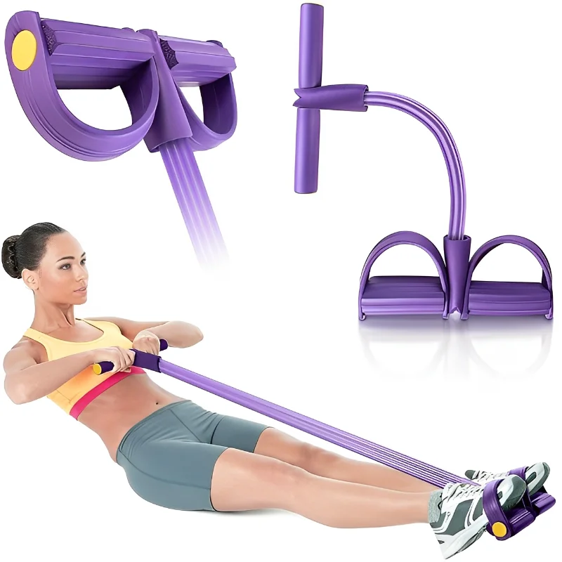 Vierrohr-Spanner, multifunktional, für Haushalt, Fitness, Yoga, Bauchstärkung, elastisches Band, Spannseil, Sit-Up-Zubehör Image
