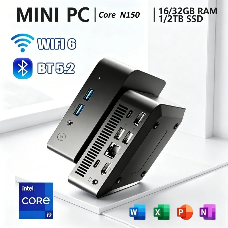 Intel Core N150 Windows 11 Pro Portable Pc Computer 32GB RAM 1/2TB SSD WIFI 6 BT5.2 4K 60Hz HD Mini Gaming Office Study Pc