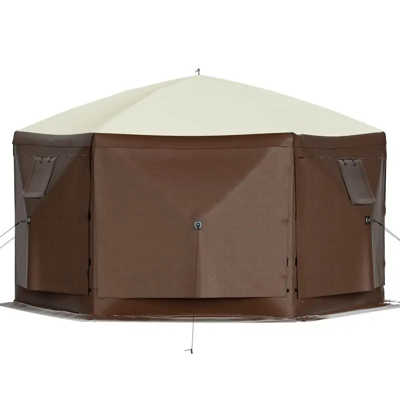 Pop-up-Campingzelt, 3,05 m x 3,05 m, Sonnenschutz mit 6-seitigen Netzfenstern, tragbarer Tragetasche, Bodenheringe, große Schattenzelte für draußen, Rasen, Garten