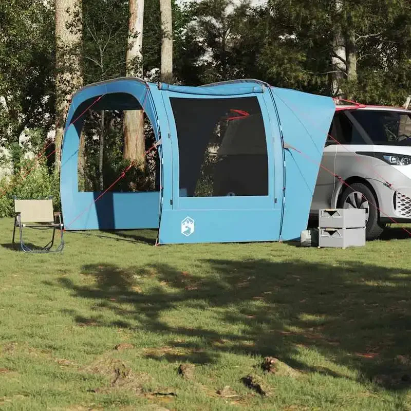 Blaues wasserdichtes Autozelt, robustes regenfestes Mehrzweck-Outdoor-Schutzdach, tragbares faltbares Auto-Seitenmarkisenzelt, ideale Outdoor-Ausrüstung für Camping, Picknick, Wandern, Roadtrips, Image