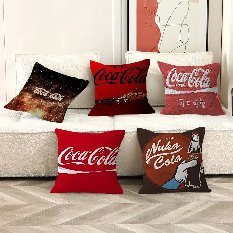 C-Cocas C-cola Vintage Logo Kissen Anime Kissen Sofa Bett Kopfkissenbezug Kissenbezug 45x45 cm Mode Image
