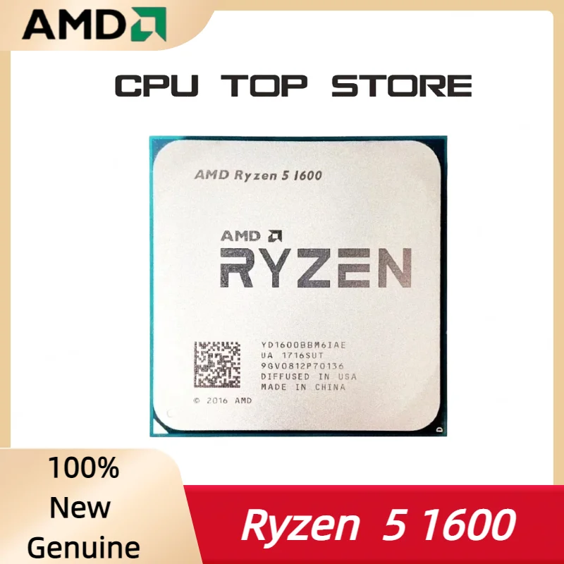AMD Ryzen 5 1600 R5 1600 3,2 GHz Sechskern-Prozessor mit Zwölf Threads, 65W CPU, YD1600BBM6IAE, Sockel AM4 Image