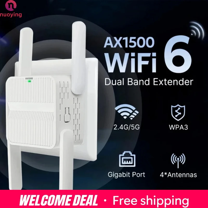 WiFi 6 AX1500 Repeater Extender Signalverstärker Dual-Band 2,4G/5GHz WLAN-Signalverstärker mit Großer Reichweite Einfache Einrichtung Image