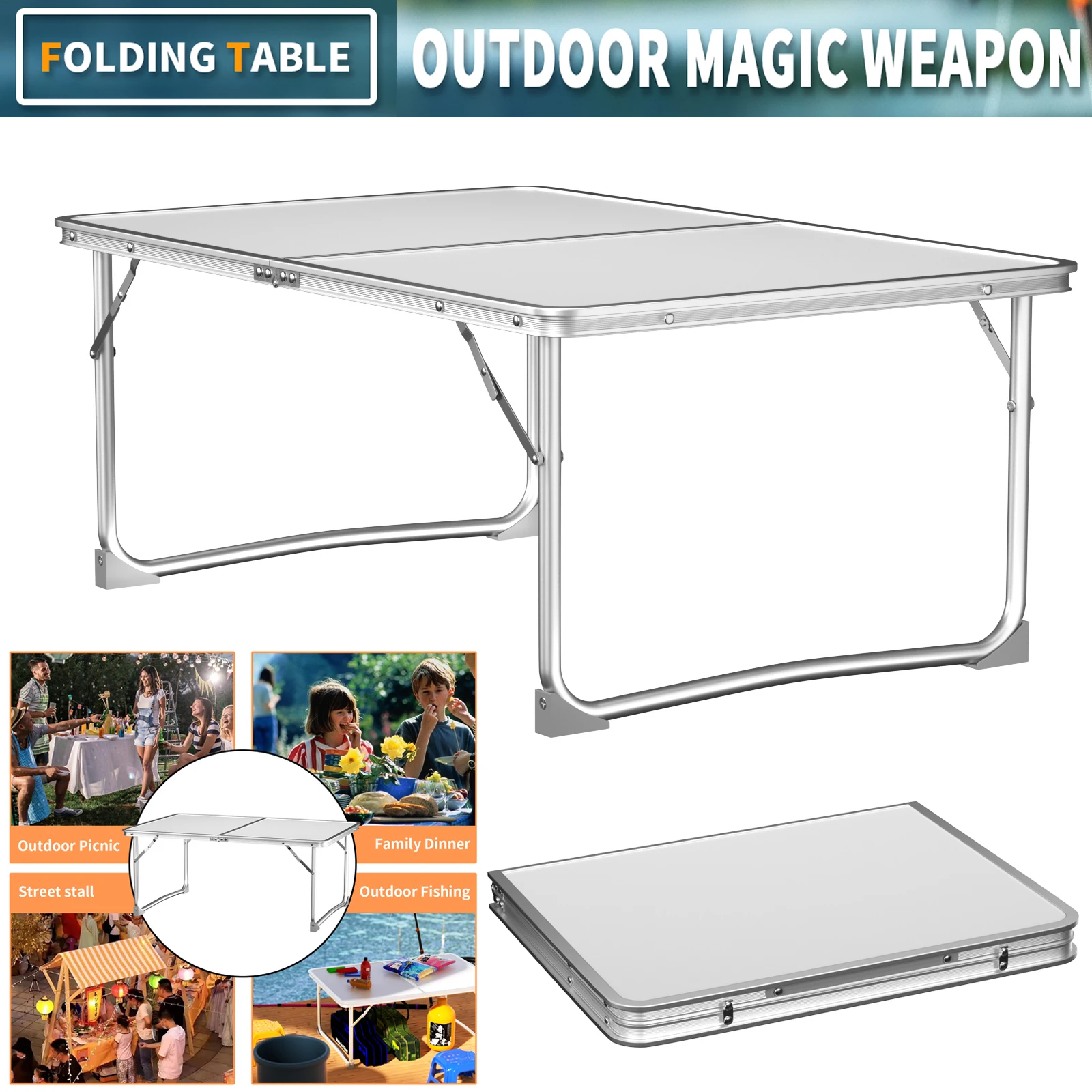 Klapptisch, tragbarer Klapptisch, Camping, Garten, Party, Trestle-Möbel, kompakter Klapptisch, keine Montage erforderlich, Computertisch, klappbar, 60 x 40 x 26 cm