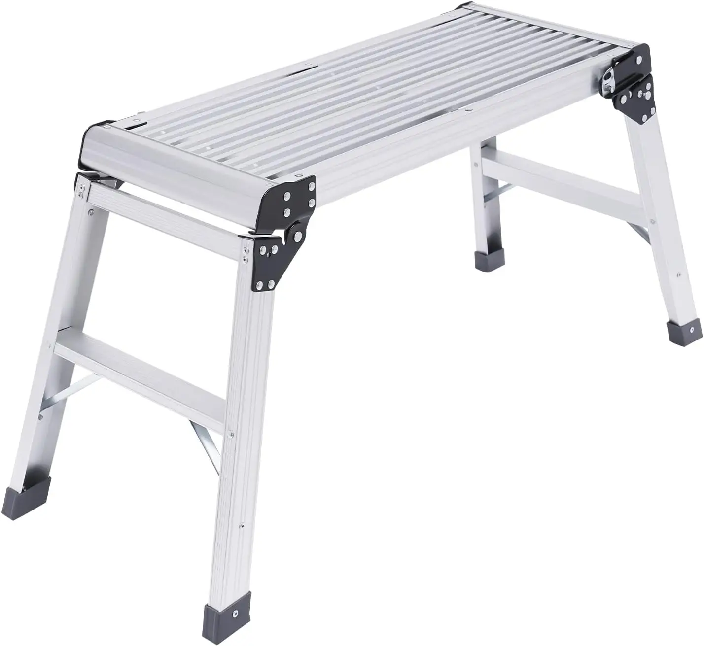 Arbeitsplattform aus Aluminium mit Arbeitsplattform, Klappbank bis 150 kg für Zuhause, Büro, Werkstatt, Garage, 76 x 30 cm, Silber
