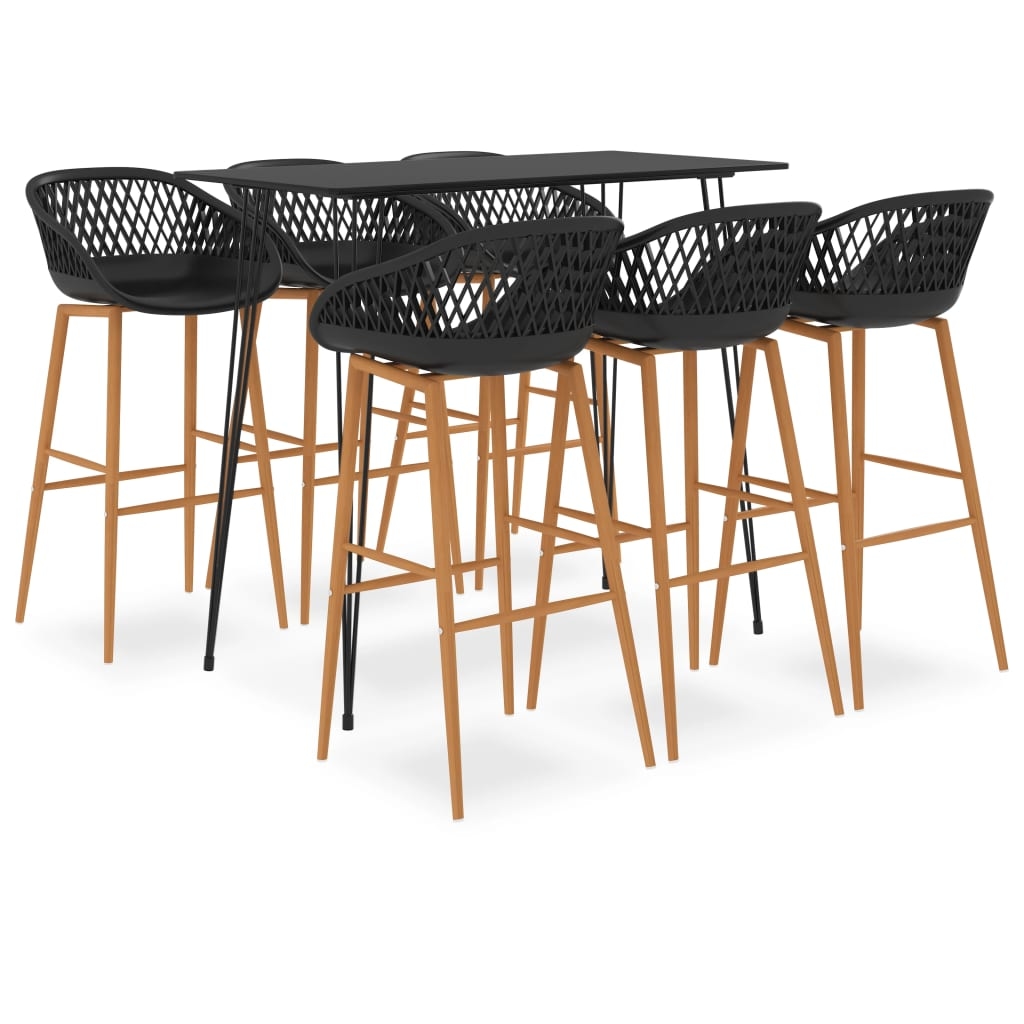 vidaXL 7-tlg. Bar-Set Schwarz Image