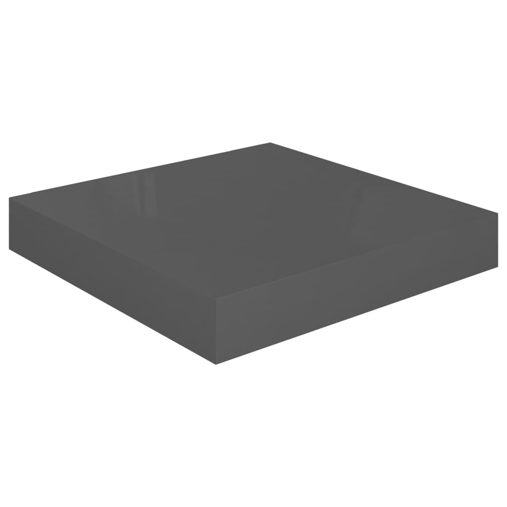 vidaXL Schweberegal Hochglanz-Grau 23x23,5x3,8 cm MDF Image