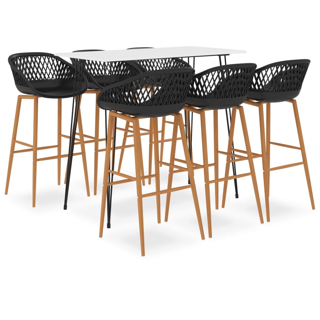 vidaXL 7-tlg. Bar-Set Weiß und Schwarz Image