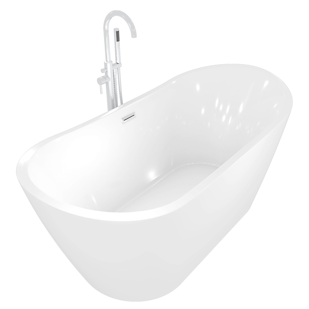 AcquaVapore freistehende Badewanne Wanne Acryl F03 180x89cm mit Armatur AF02 Image