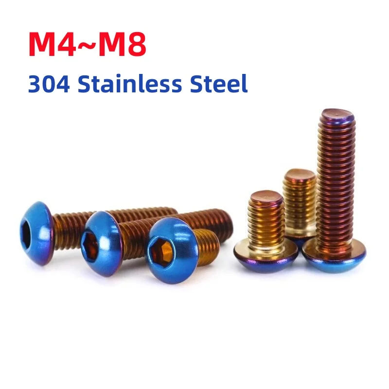 M4 M5 M6 M8 304 Edelstahl Blau Titan-Beschichtete Innensechskantschraube Flachkopf-Inbusschraube für Fahrrad Motorrad Image
