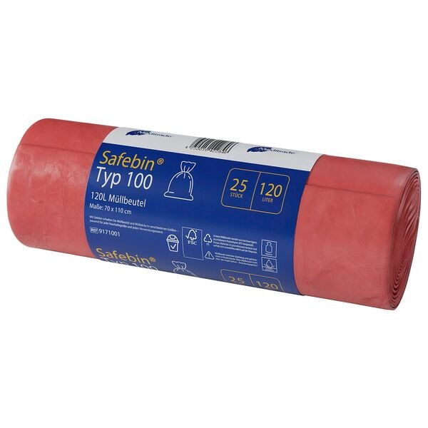 Meditrade 120,0 L Müllbeutel rot Safebin®Typ 100 25 Stück, 70x110 cm
