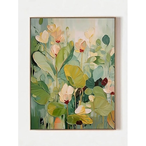 dipinto ad olio fatto a mano, opera d'arte moderna e colorata, dipinto di fiori 3D, giardino, parete verde, artista, decorazione per la casa, casa minimalista di lusso, galleria, arredamento per il