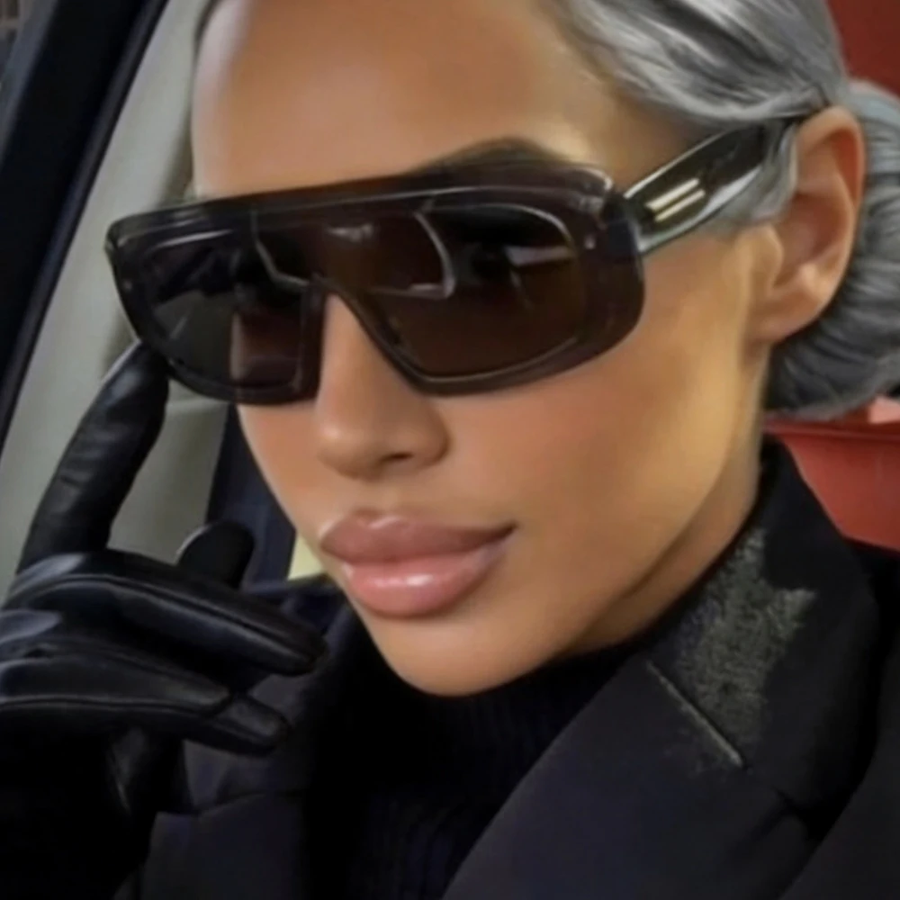 Vintage-Sonnenbrille im One-Piece-Stil mit Streifen für Damen, neue Modemarke, schwarzer Farbverlauf, Y2K-Sonnenbrille, sexy Outdoor-UV400-Brille für Damen Image